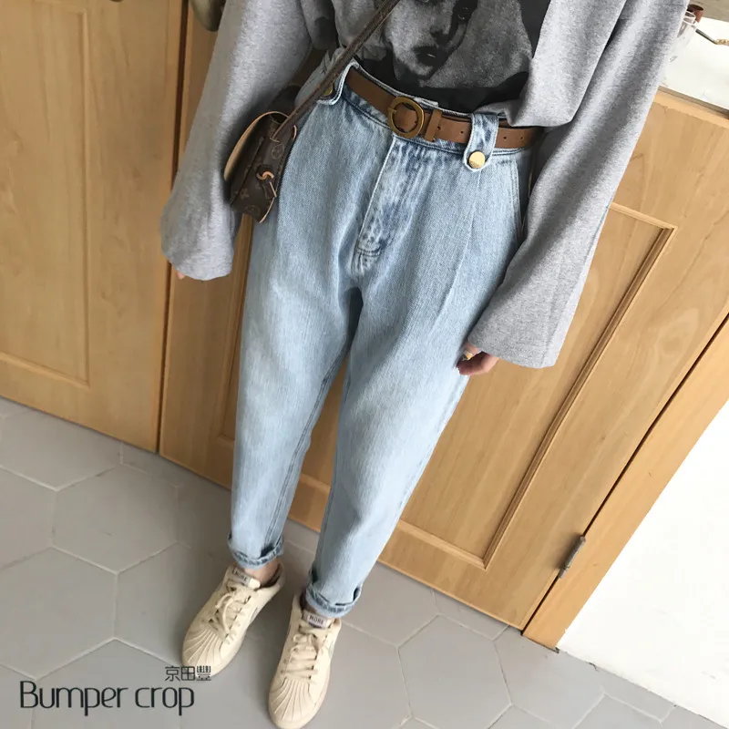 Настоящие женские джинсы BUMPERCROP весна 2019 новый дизайн винтажные синие штаны