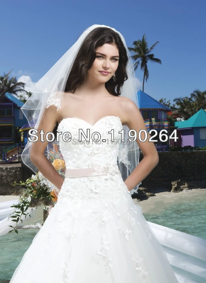 Free Shipping Elegant A-Line Sweetheart Off The Shoulder Sash Organza Wedding Dress 2015 New Style SF0707 | Свадьбы и торжества