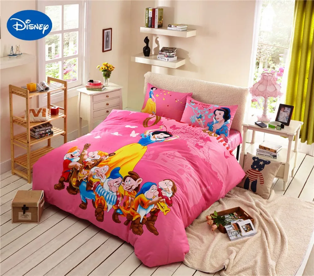 Комплект постельного белья с принтом Белоснежки и 7 карликов хлопковое покрывало