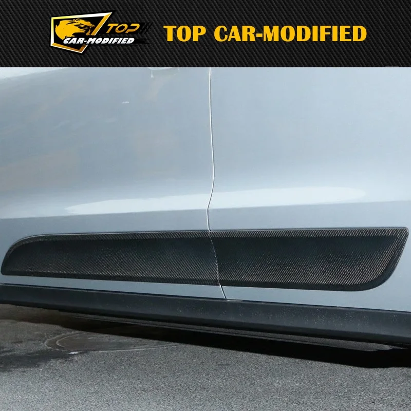 Бесплатная доставка 100% углеродное волокно внешняя Настройка боковая юбка дверь