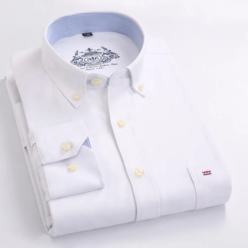 Korean Style Men Fashion Oxford Shirts Camisa Long Sleeve Turn-down Collar Formal Dress Business Vestido High Quality | Мужская одежда