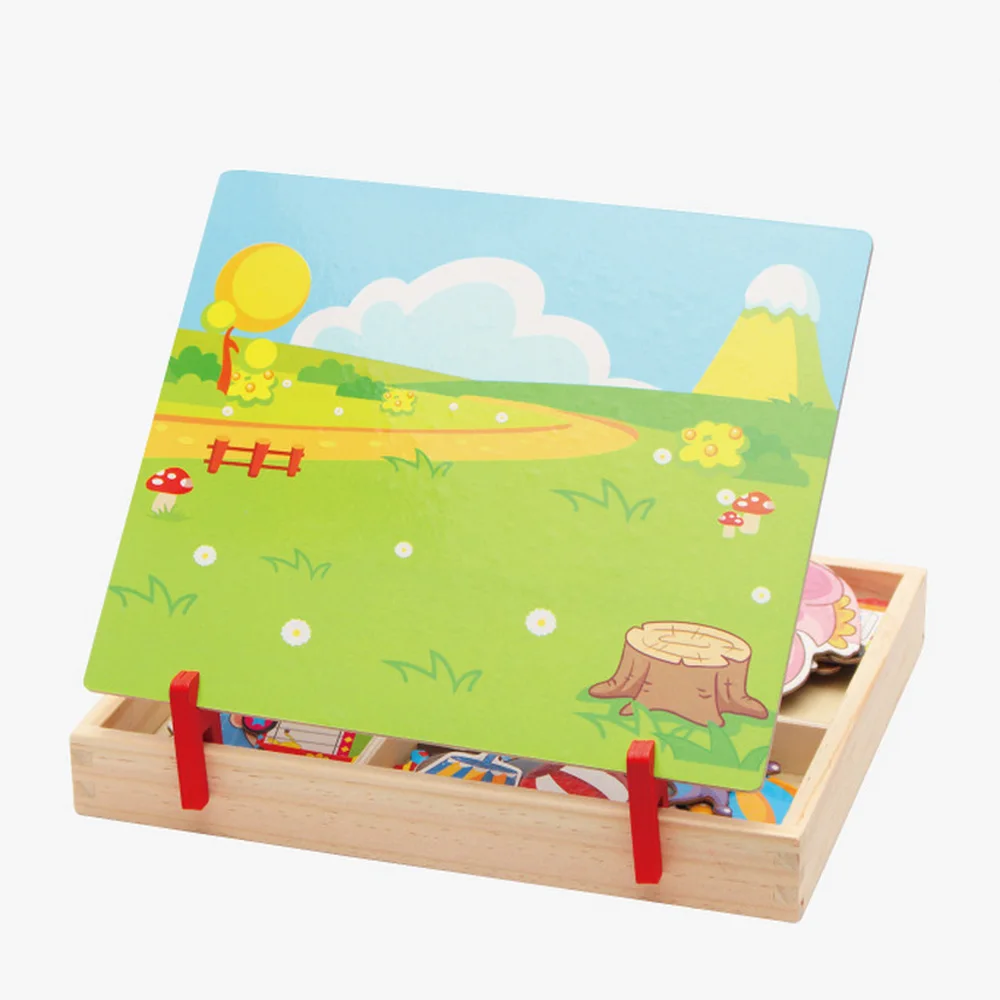 Деревянные Магнитные Головоломки игрушки для детей 3D пазл животные/транспортное
