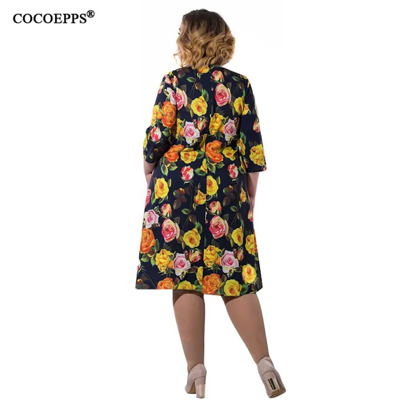 COCOEPPS 2019 Новое модное женское платье с цветочным принтом большого размера