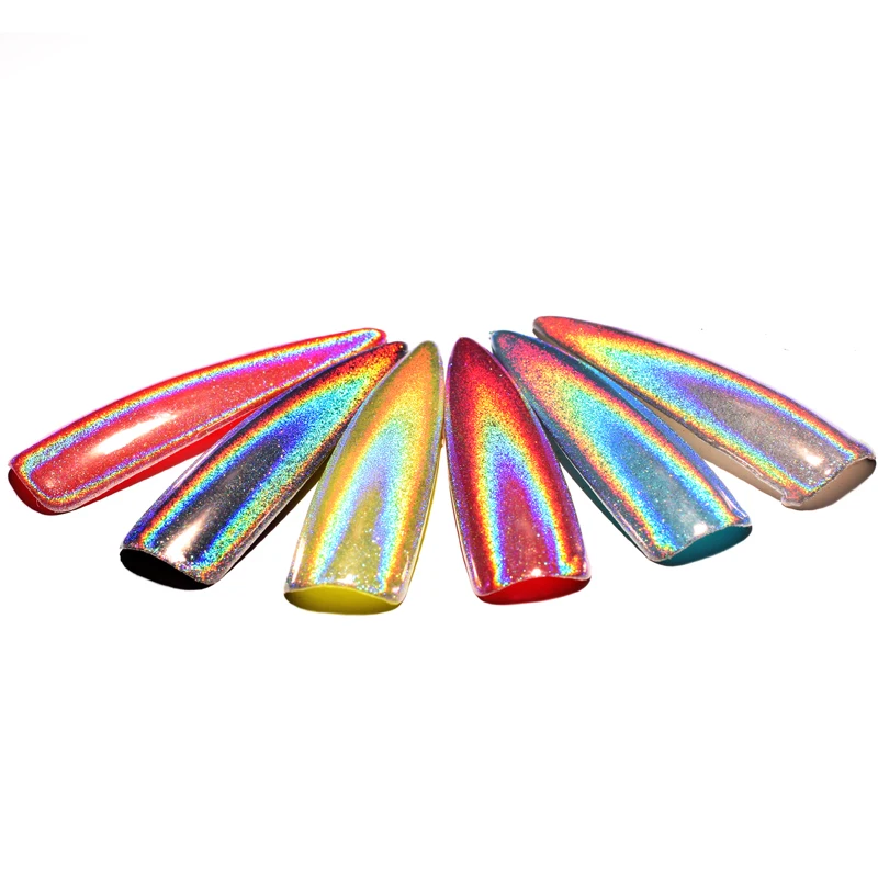 Голографический лазерный блеск для ногтей 0 2 г ультратонкий Сияющий серебряный