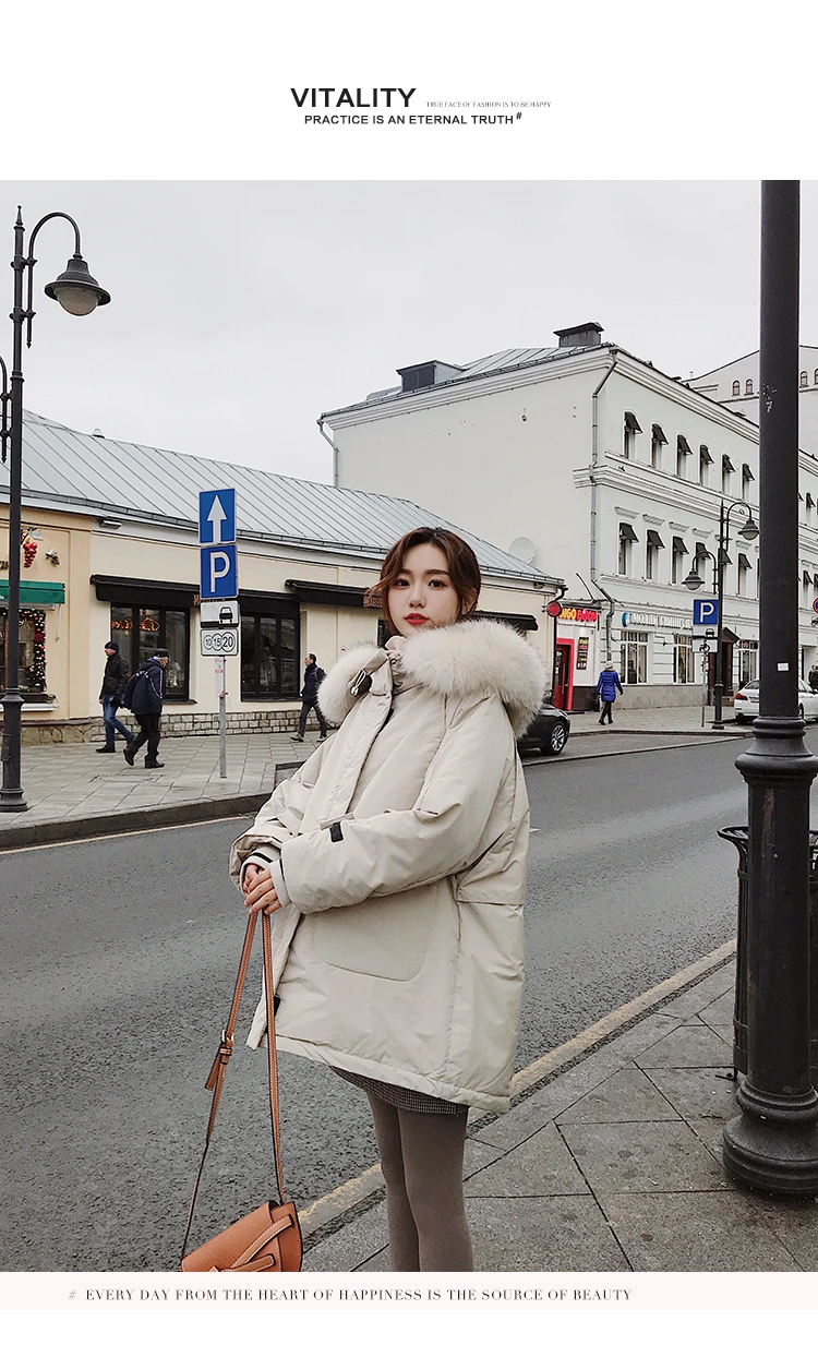 GBYXTY, парка Mujer,, зимняя, толстая, пуховая, парка, пальто для женщин, натуральный мех енота, капюшон, большой размер, пуховик, пуховик, пальто, ZA1558