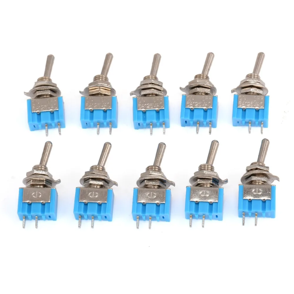 10 шт. мини переключатель 2 Pin SPST вкл. ВЫКЛ. позиции 6A 250 В переменного