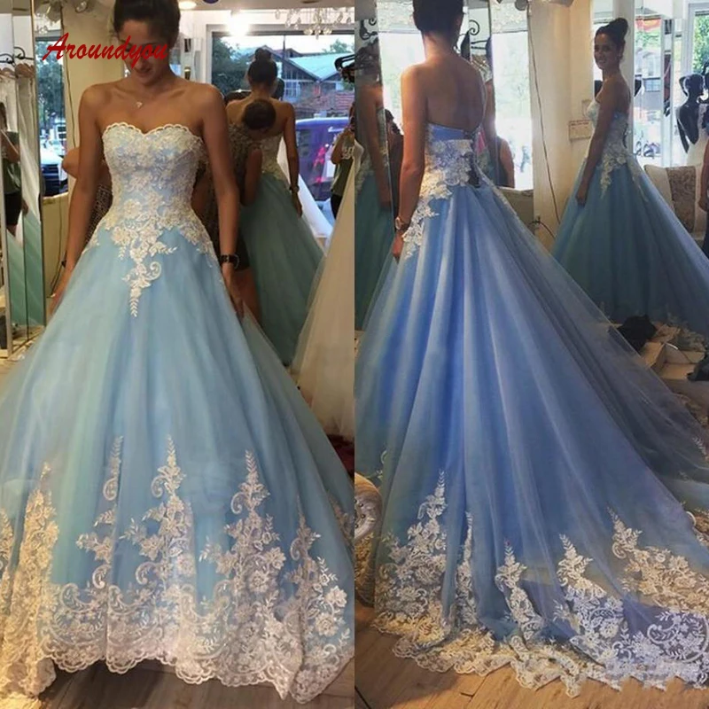 

Light Sky Blue Quinceanera Dresses Ball Gown Tulle Sweetheart Prom Debutante Sweet 16 Dress vestidos de 15 anos