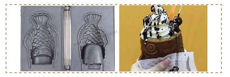 Коммерческая Машина Для Мороженого Taiyaki с двойной головкой коническая вафельная