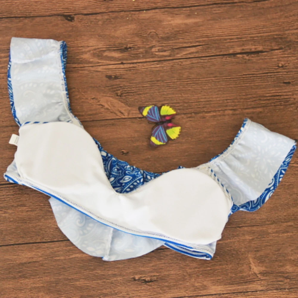 2019 лист лотоса на одно плечо с цветочным принтом сексуальный купальник бикини