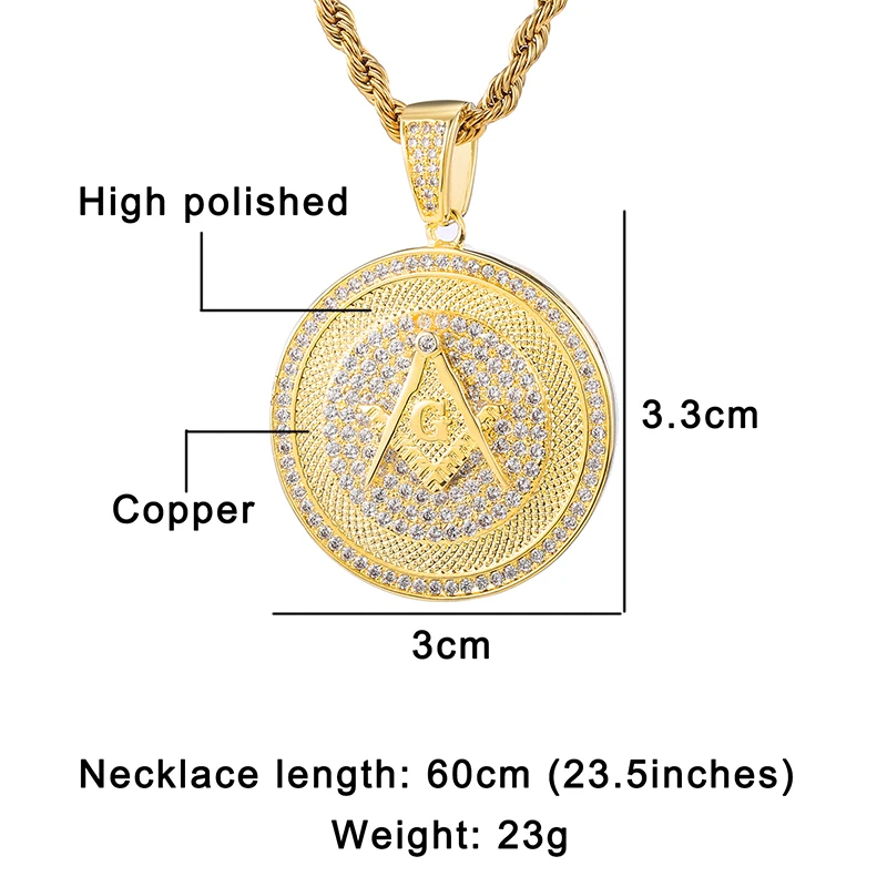 Хип-хоп Bling Iced Out AAA CZ камень проложенные Стразы масонские циркониевые подвески и