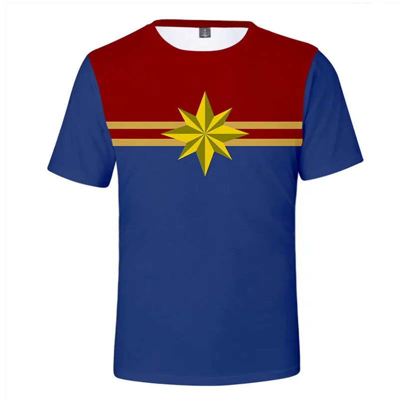 Новые мстители капитан Марвел Косплей Костюм Carol Danvers Мужская и женская футболка