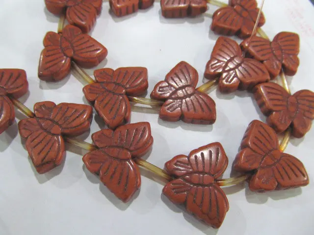

Wholesale 5strands 18x25mm turquoise butterfly carved animals brown coffee craft bead
