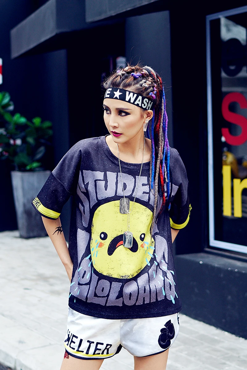 

New large size short-sleeved T-shirt tide section creative chicken fashion print loose shirt European station Ms. Xia