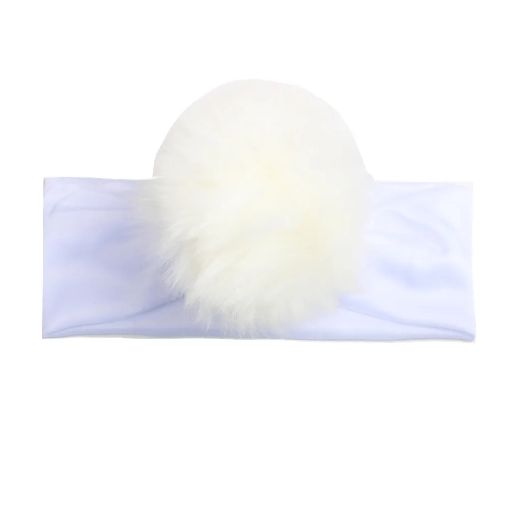 Newborn Photography Props Soft Faux Rabbit Fur Pom Headband Cute Winter Hairband Children Headwear For 0-6 Months Baby Girls | Детская