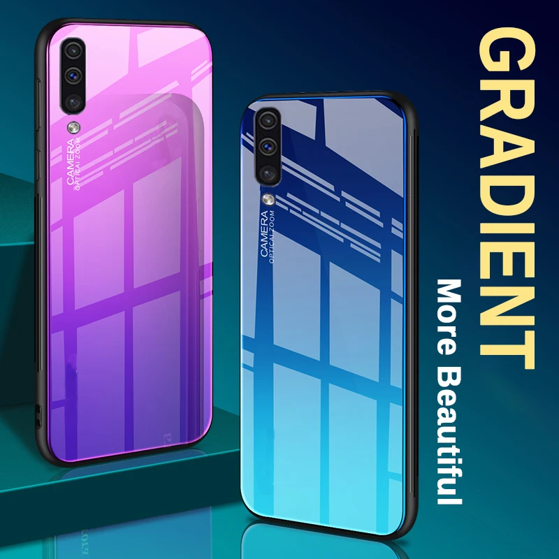 Градиентный чехол на A50 для Samsung Galaxy A30 A10 M30 M20 M10 A 50 M 30 20 10 SM A505F закаленное стекло