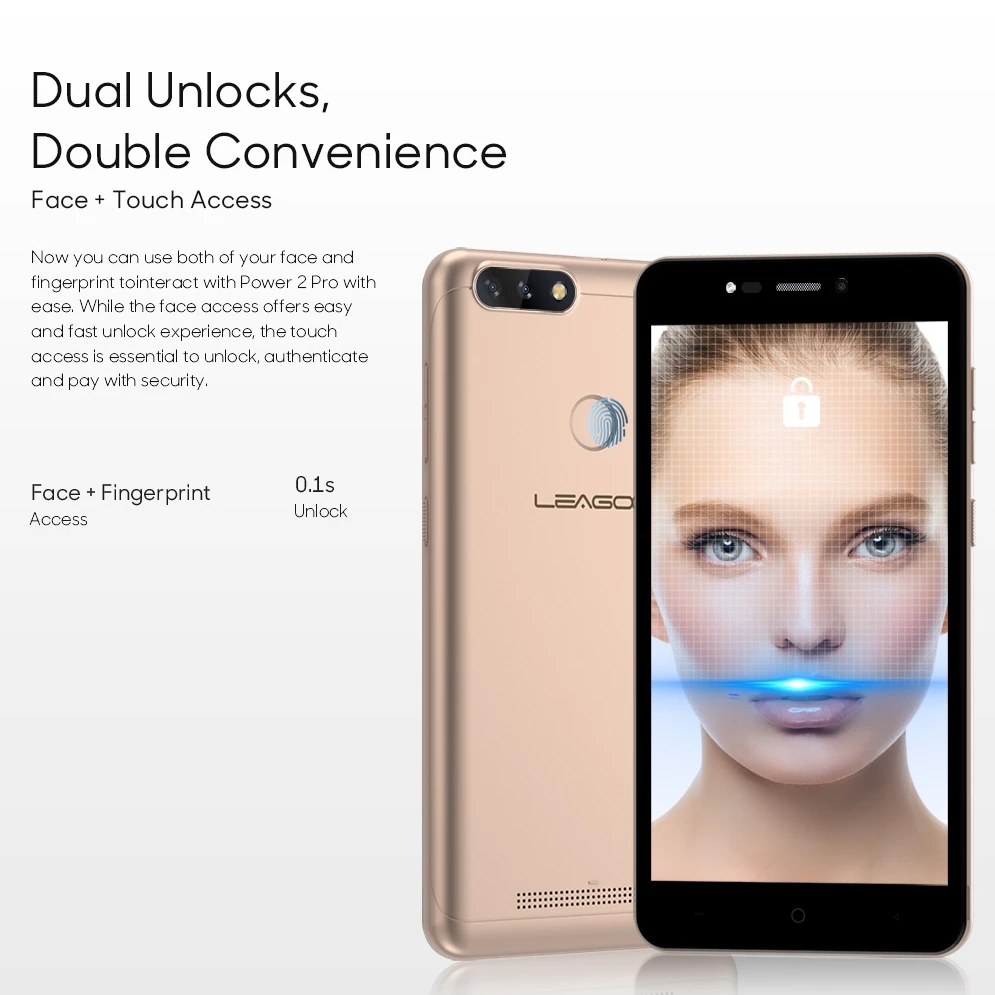 LEAGOO мощность 2 Pro 5 &quotHD мобильного телефона Android 8 1 MTK6739 4 ядра ГБ 16 4000 мАч Face ID 8MP