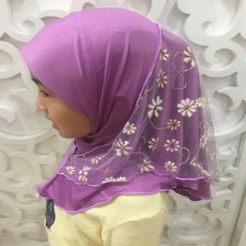 

H1389 new style two layers small girl hijab muslim scarf headwrap islamic hats