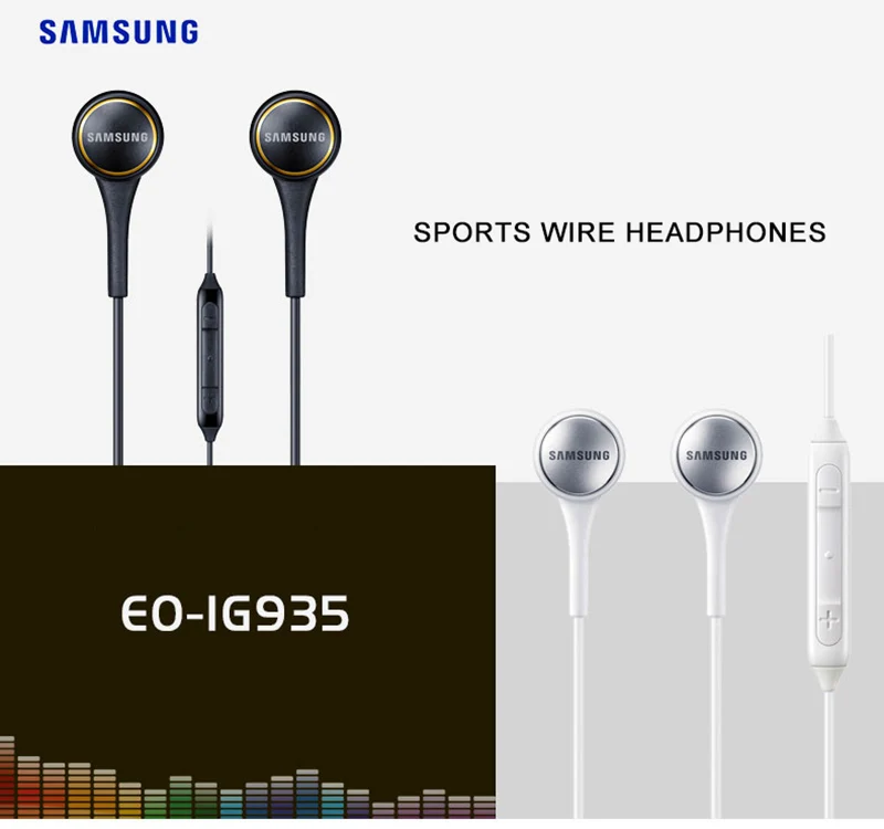 Оригинальные спортивные наушники-вкладыши SAMSUNG EO-IG935, музыкальные наушники, черные/белые, стерео басы, 3,5 мм, для музыкальных телефонов Android