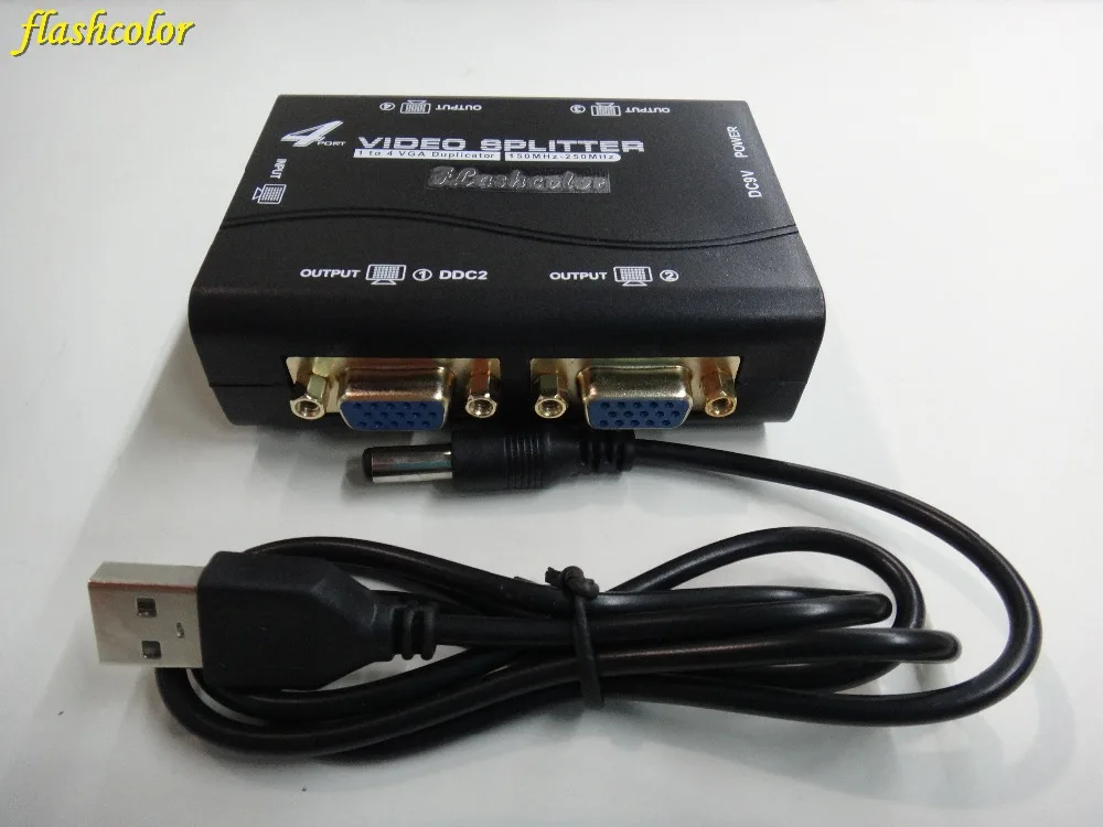Разветвитель VGA Flashcolor 4 порта 250 МГц 1 вход выхода|port vga|4 port vga splittersplitter |