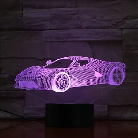 Крутая Автомобильная 3D лампа USB ночной светодиодный RGB светильник светящаяся