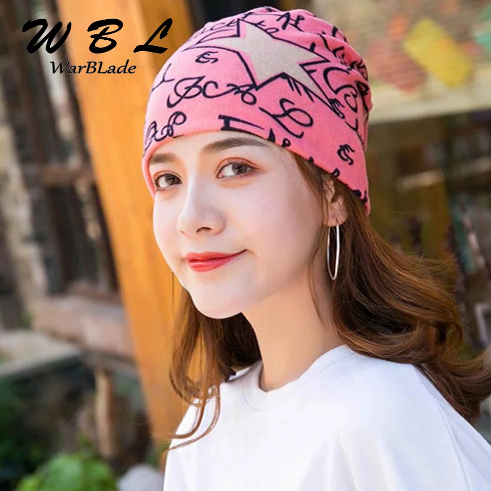 

2022 Fashion Women Spring Hat Brand Caps Scarf Two Used Casual Adult Autumn Floral Girl's Beanies Skullies Casual Bonnet