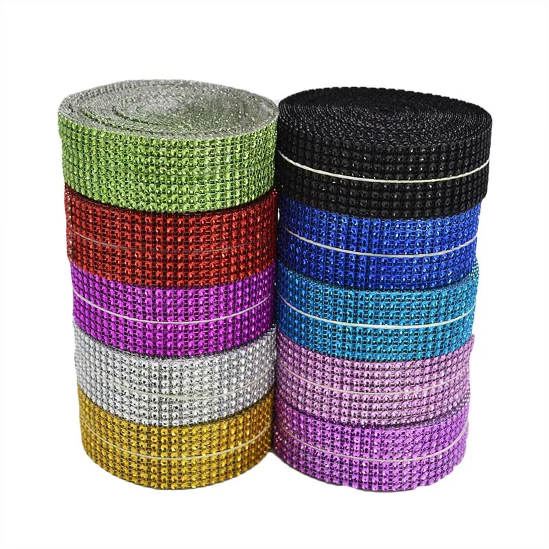 4 см * 2 ярда сетка отделка Bling Алмазная обертка торт рулон Тюль Стразы ленты с