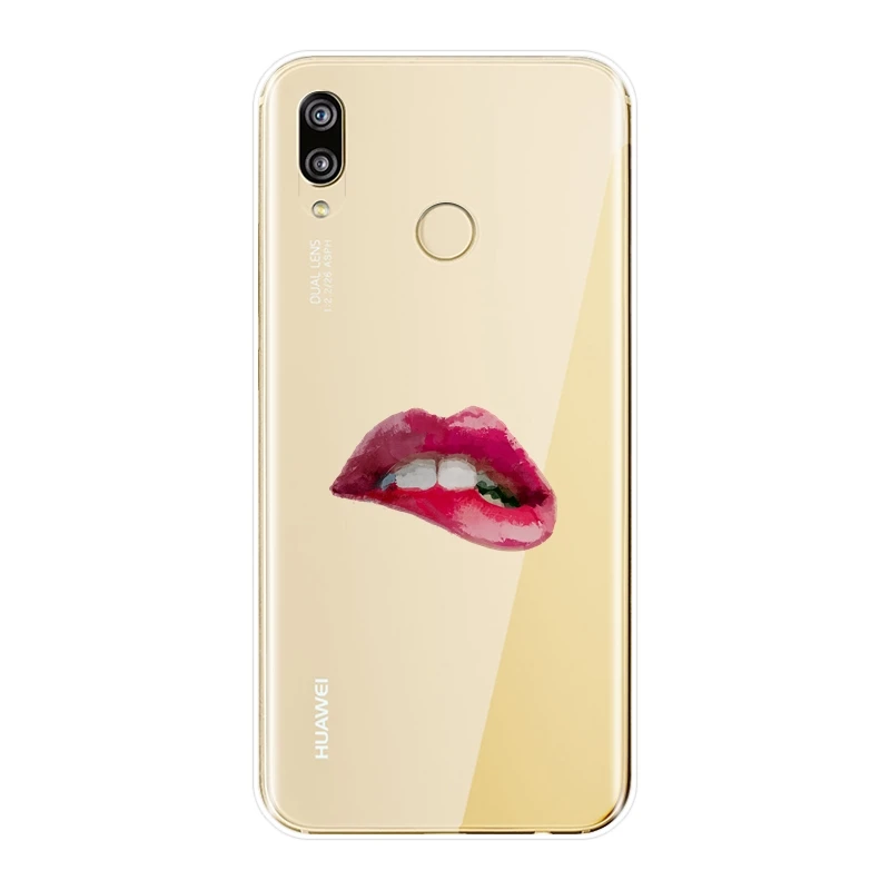 TPU Silicone Phone Case For Huawei P9 Lite Mini P10 P Smart Plus P20 Pro Lips Soft Back Cover P8 2017 | Мобильные телефоны и