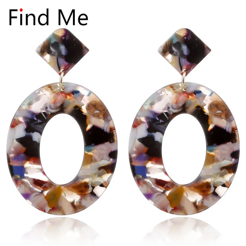 Find Me новые модные роскошные индивидуальные Цветные Висячие серьги в стиле бохо винтажные акриловые круглые