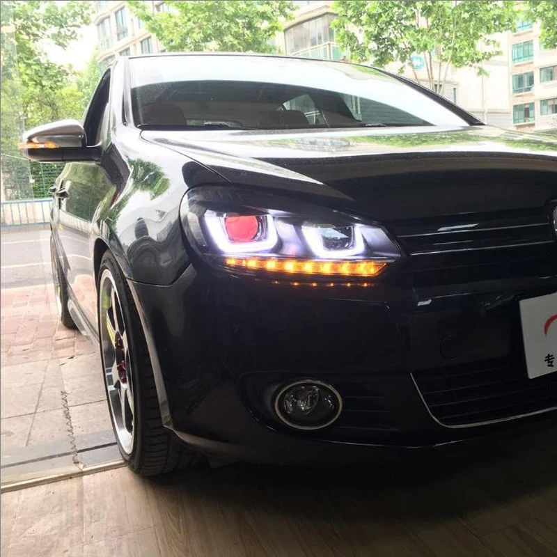VLAND светодиодный U Стиль Demon eyes лампы для Volkswagen Golf 6 MK6 фары 2008 2009 2010 2012 для GOLF R20 светодиодный головной фонарь