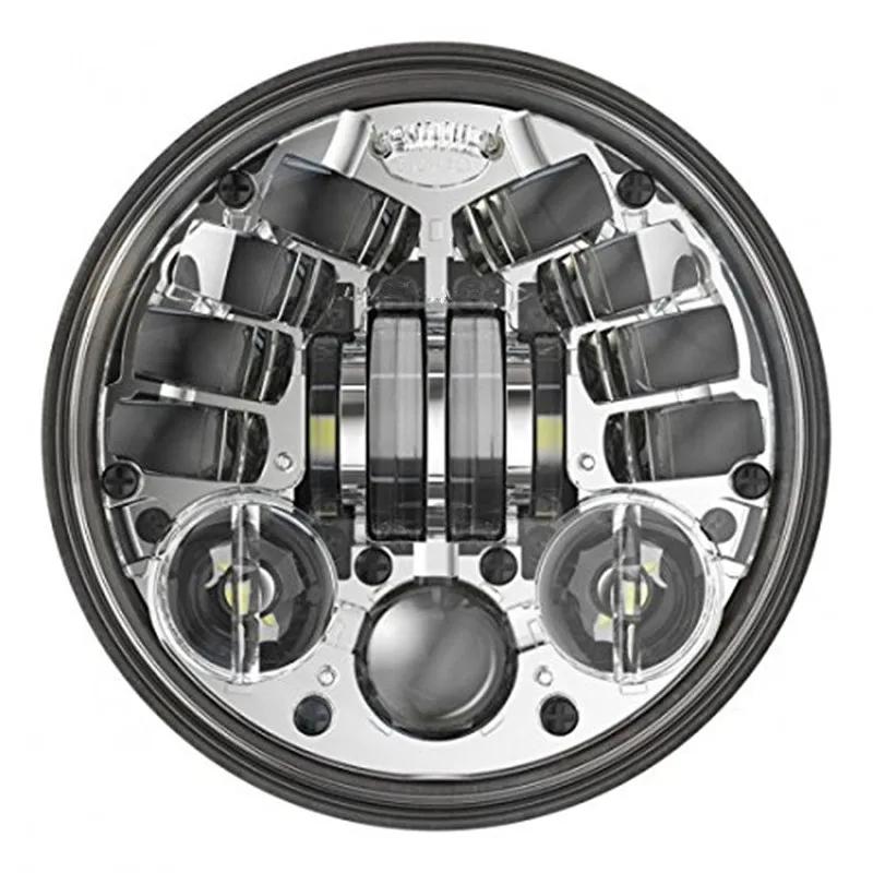 Chrome headlight 5,7" светодиодный фар светодиодный лампы в виде ракушки ведро Корпус кронштейн для мотоцикла Harley 70 Вт 5 3/4 дюймов H4 дальнего света фары - Цвет: Chrome headlight