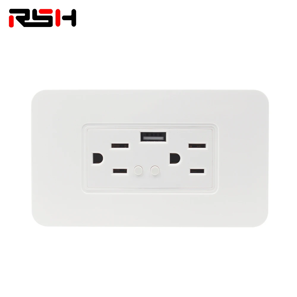 WiFi умная розетка 1 порт USB 2AC Настенная Розетка силовая Защита от перенапряжения