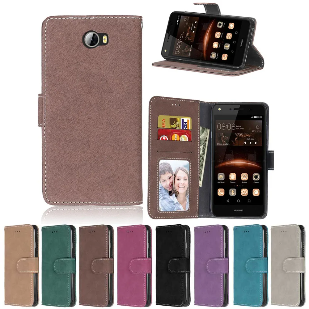 Для Huawei Y5 2 Люкс Ретро Кошелек Флип PU Кожаный Бумажник карты слоты Case с Photo Frame