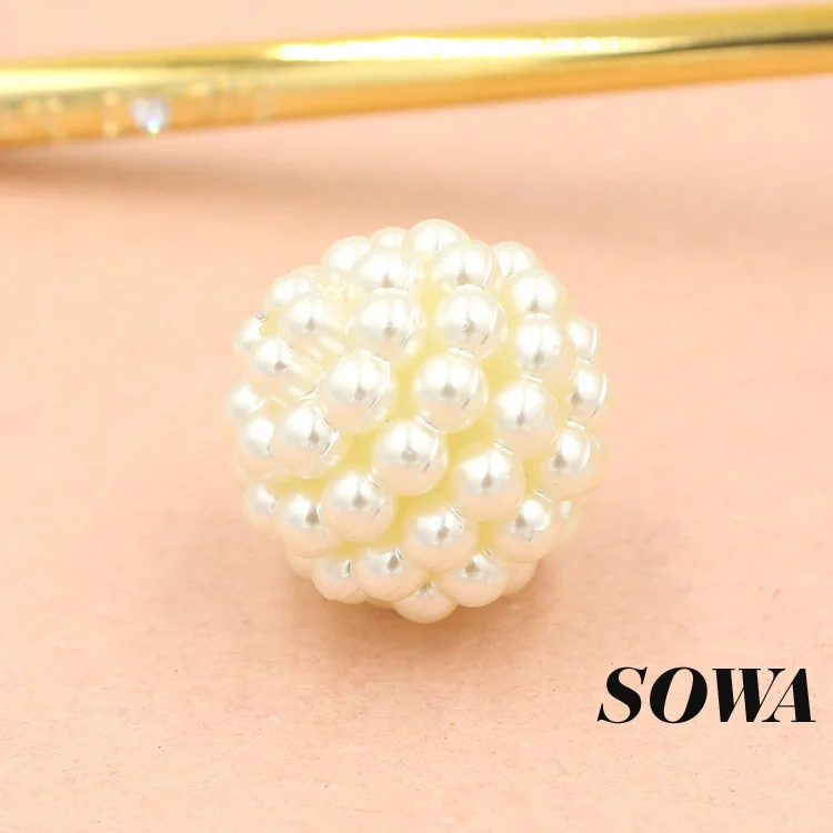 

For Making Jewelry DIY Size 25mm Round Ivory Color Imitation Pearls ABS Resin Effect 3D Ball Maple Designed (10pcs/lot)