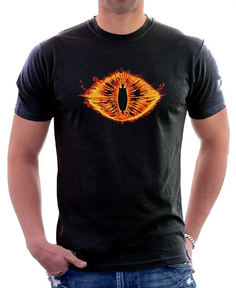 LOTR Lord Of The Rings Eye of Sauron черная хлопковая Футболка с принтом Повседневная футболка