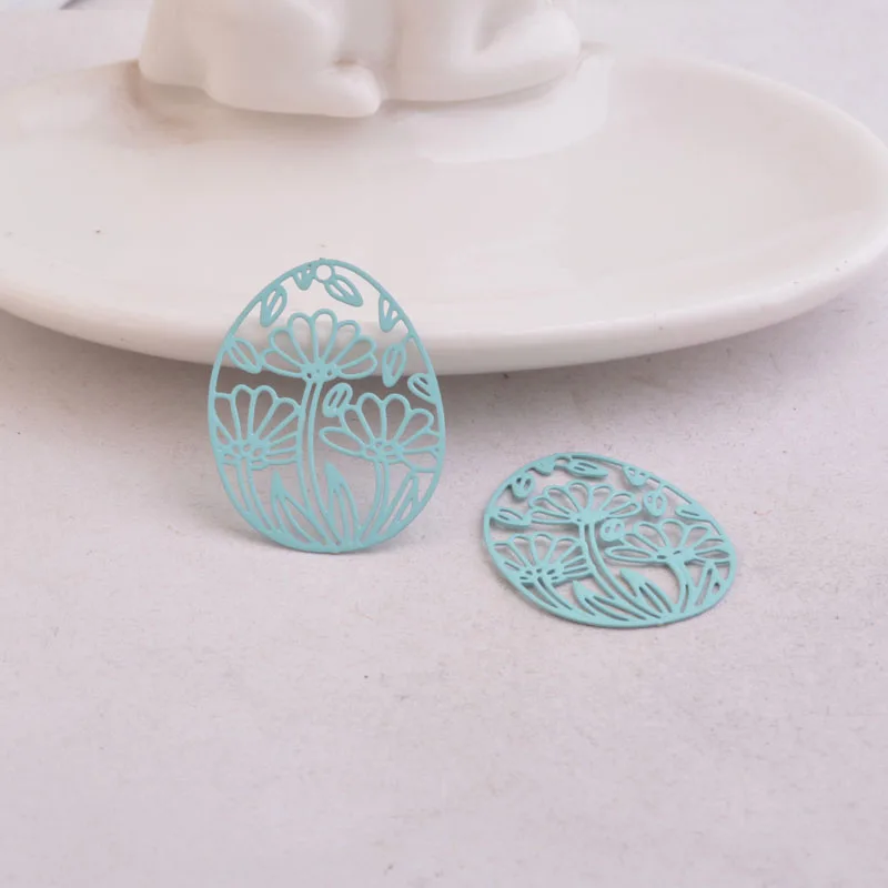 Light Blue 50 шт. AB4135 30*24 мм Овальные Подвески с цветком лотоса латунь Шарм ювелирные изделия филигранные серьги фурнитура - Окраска металла: Light Blue