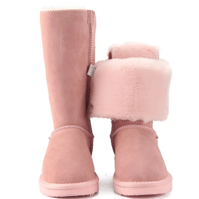Light Pink JXANG/ г. Модные женские высокие сапоги зимние сапоги из натуральной коровьей кожи зимние ботинки с бантом теплые высокие зимние сапоги США 3-13 - Цвет: Light Pink