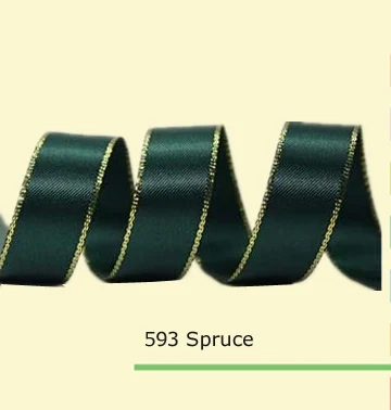 

1-1/2" inch(38mm) Satin Ribbon with gold metallic edge for webbing decoration 35colors in stock