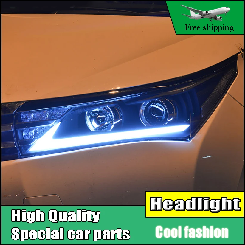 Стайлинга автомобилей фара для Toyota Corolla фары 2014-2016 светодиодный фар DRL двойной луч