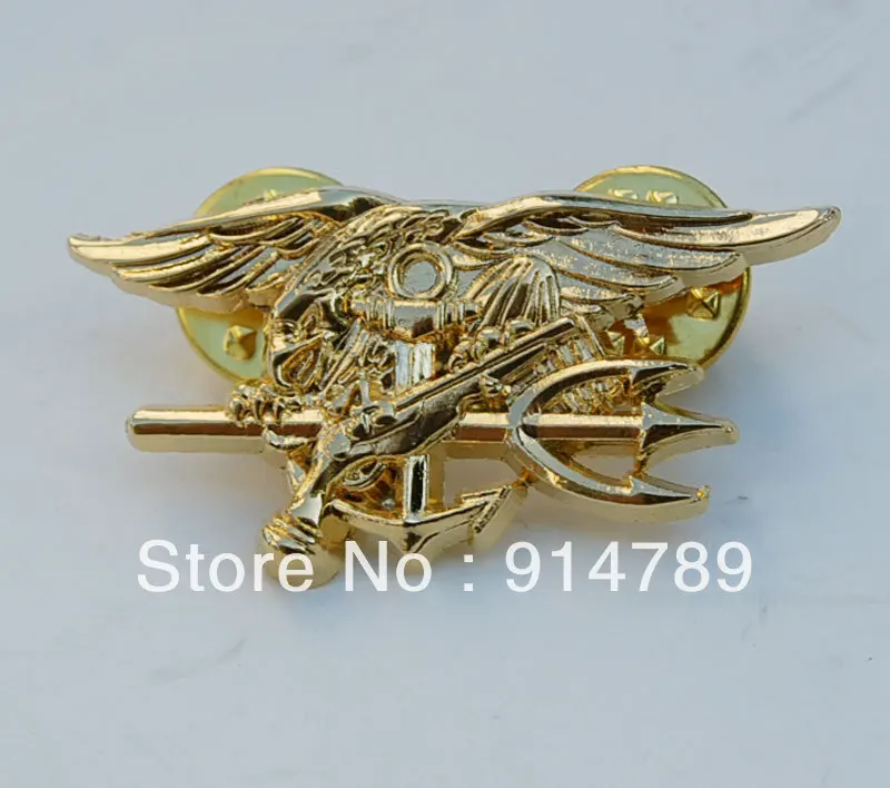 US NAVY SEAL EAGLE ANCHOR TRIDENT MINI MEDAL UNIFORM INSIGNIA BADGE GOLD-33147 | Costumes Badge