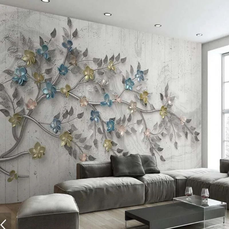 

3D Vintage Plum Blossom Flower Wallpaper Wall Paper 3d Papier Peint Mural Bedroom Wall Mural Decals Embossed Floral Murals
