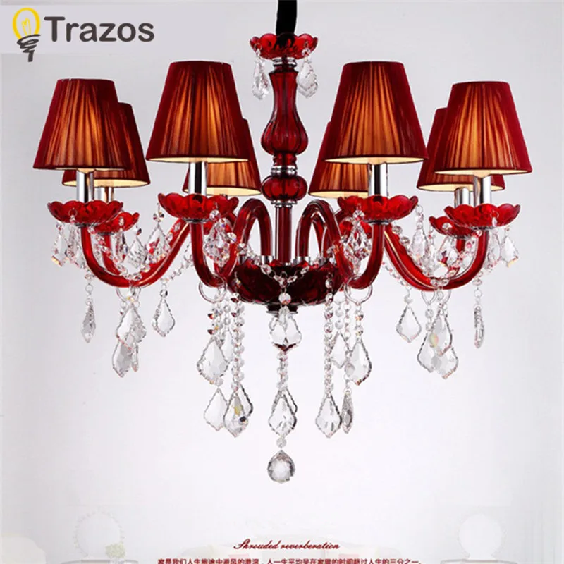Современная Красная хрустальная люстра K9 кристалл 110 ~ 240 В lustre de cristal Люстра для