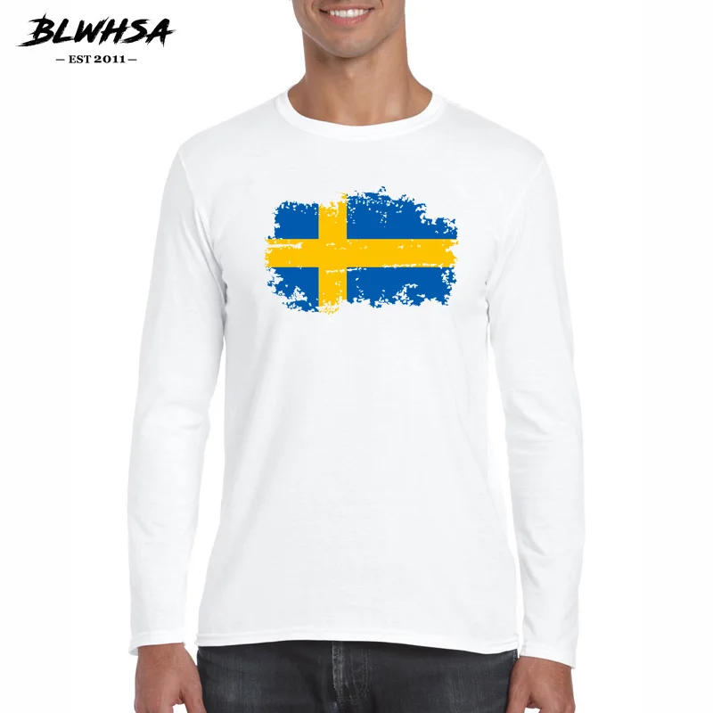 Классическая мужская футболка BLWHSA дизайнерская с длинным рукавом и круглым