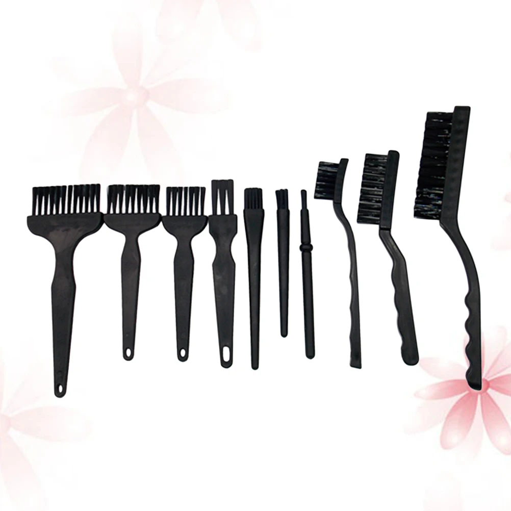10 Pcs Anti Static Brushes Black Nylon Portable Multipurpose Plastic Handle Cleaning Kit Brush for Computer Small Spaces | Дом и сад