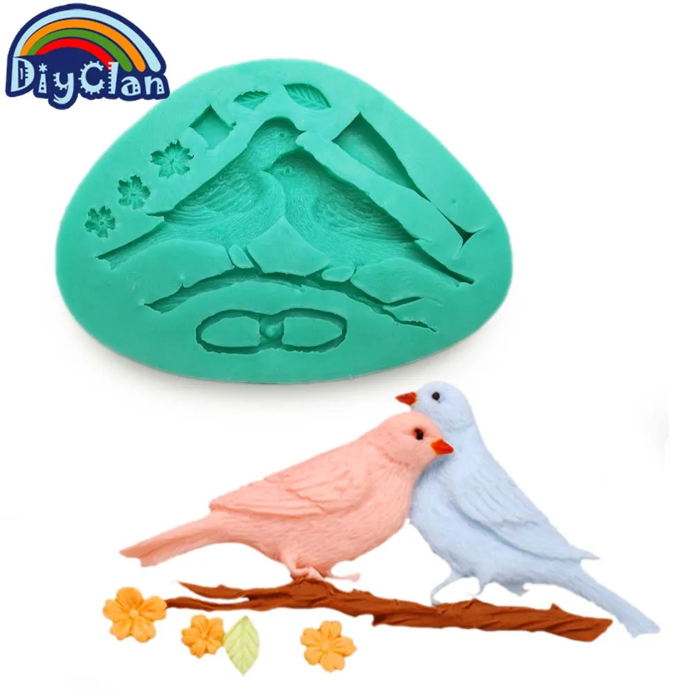 Силиконовая форма для украшения торта в виде волшебника и цветка помадки птицы