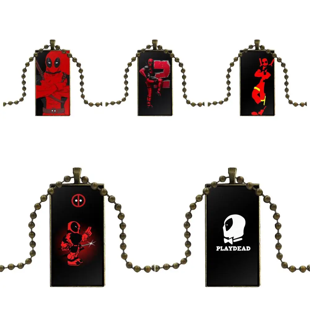 Superheroes Deadpool Logo For Women Party Gift Glass Pendant Galaxy Necklace Bronze Plated Necklaces Jewelry | Украшения и