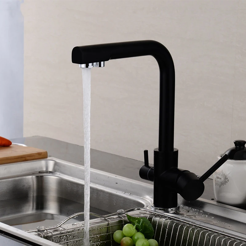 Смеситель кухонный с фильтром кран 3 режимами работы чистая вода черный цвет |