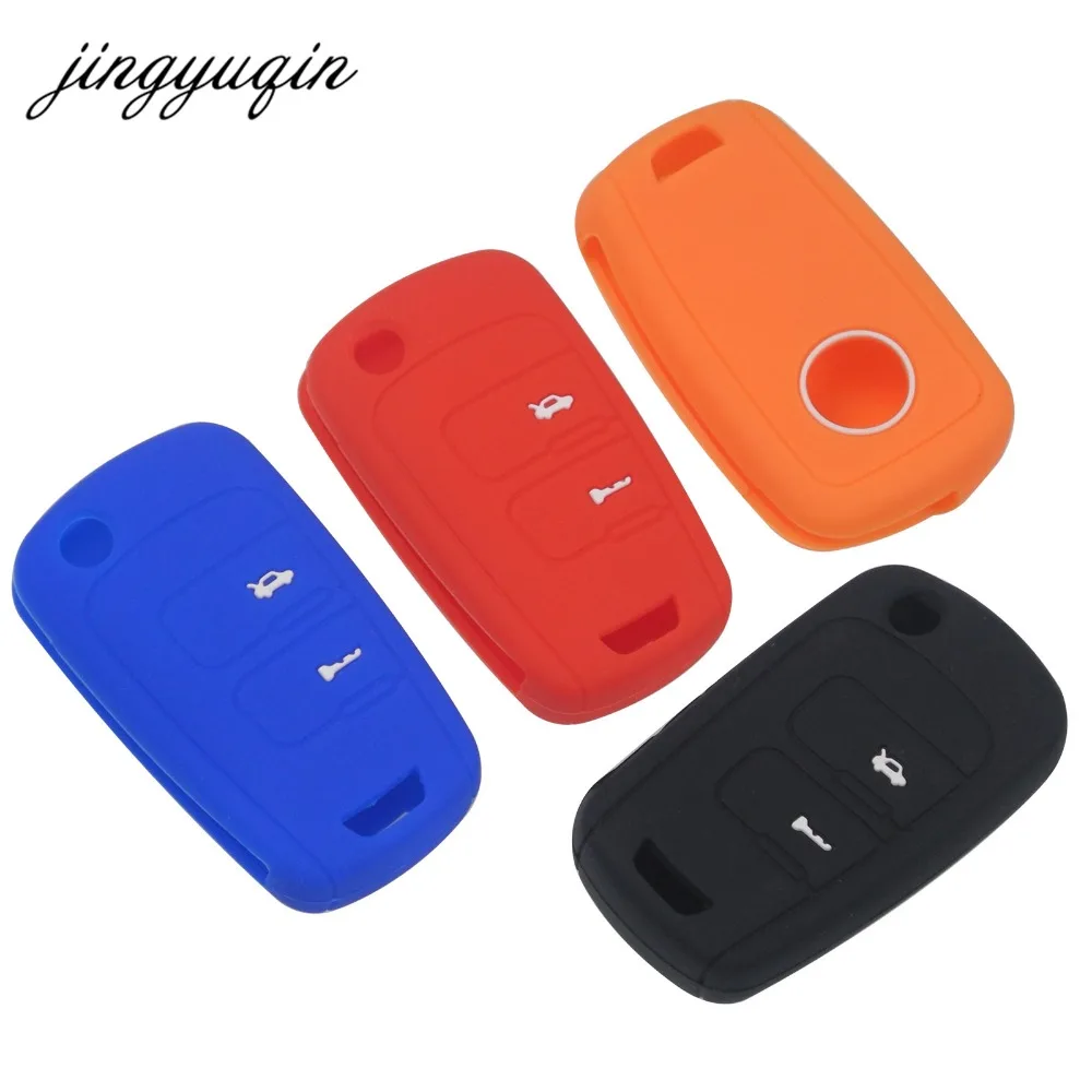

jingyuqin Flip Folding Remote Key Case Silicone Cover For Chevrolet Epica Sail Buick Excelle 2 Button Fob Protector Holder