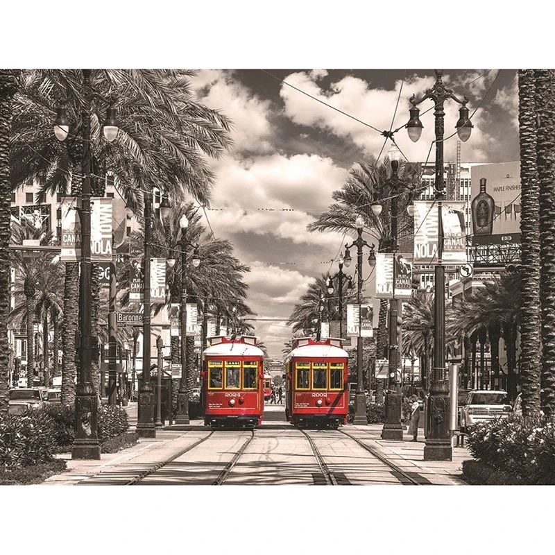 

5D DIY Diamond Embroidery Streetcars landscape Diamond Painting Cross Stitch full Square Rhinestone Mosaic home decoration
