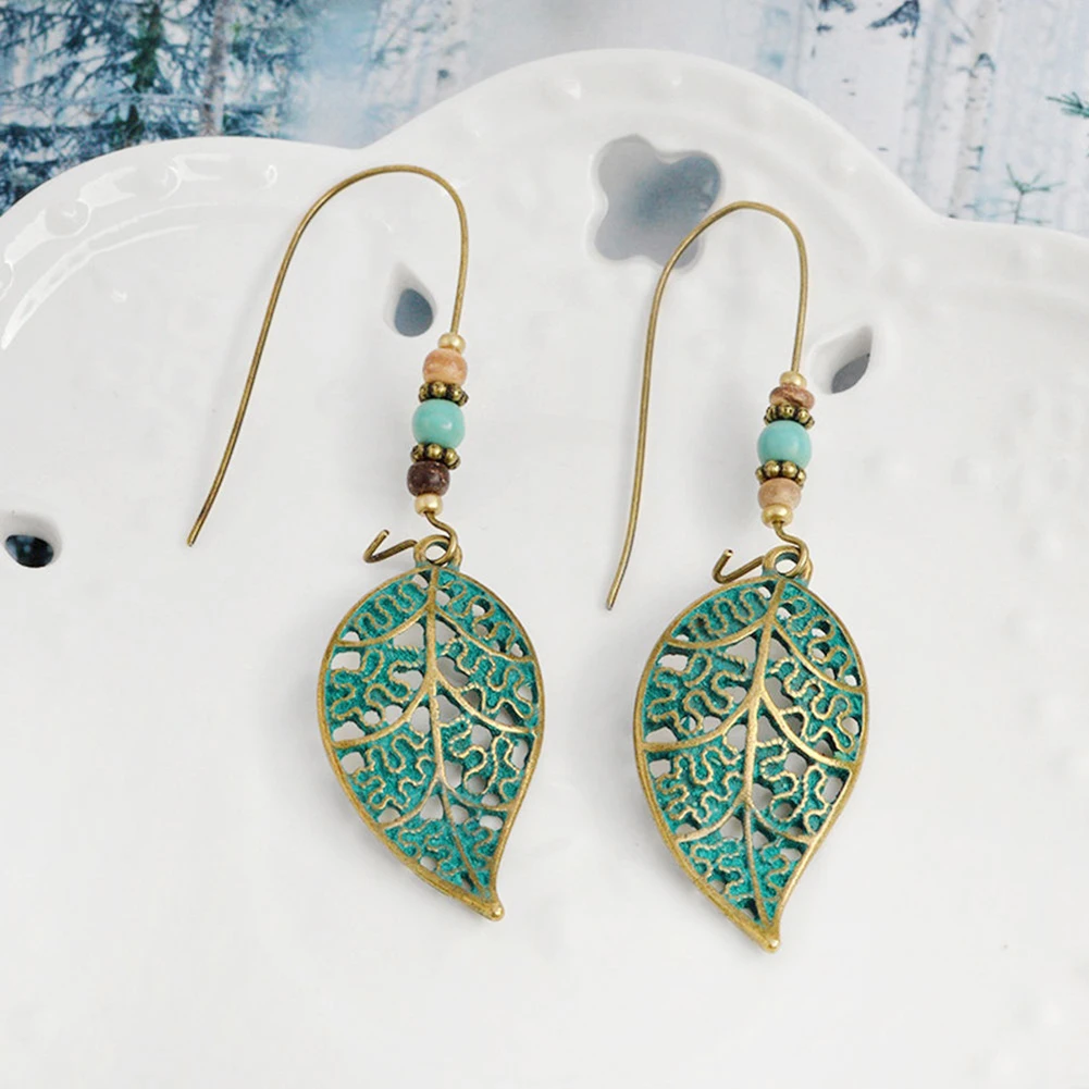 Bluelans Fashion Women Hollow Leaves Dangle Hook Beads Earring Bohemia Charm Jewelry | Украшения и аксессуары