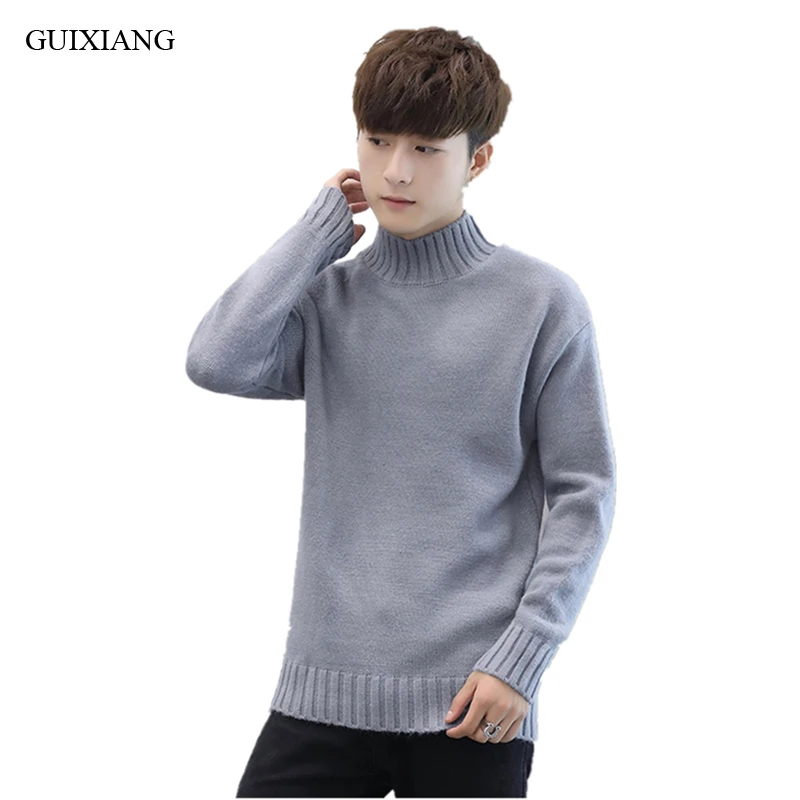 

2018 New Arrival Style Men Leisure Sweater High Quality Fashion Casual Turtleneck Solid Men's Pullovers Sweater Coat Size M-3XL